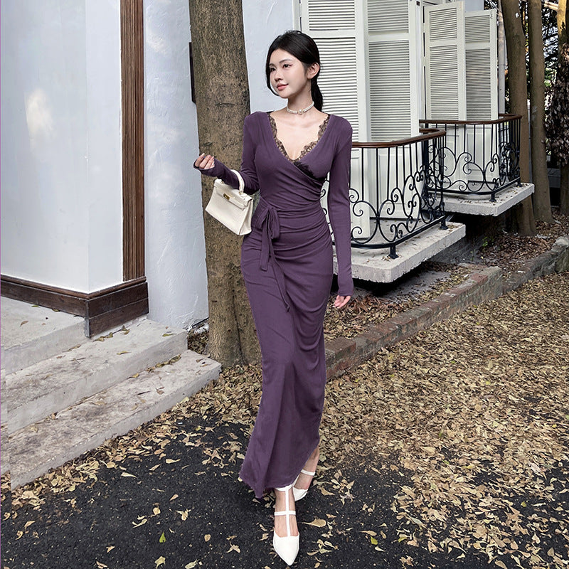 【dress】フランス風長袖デートワンピースG23633