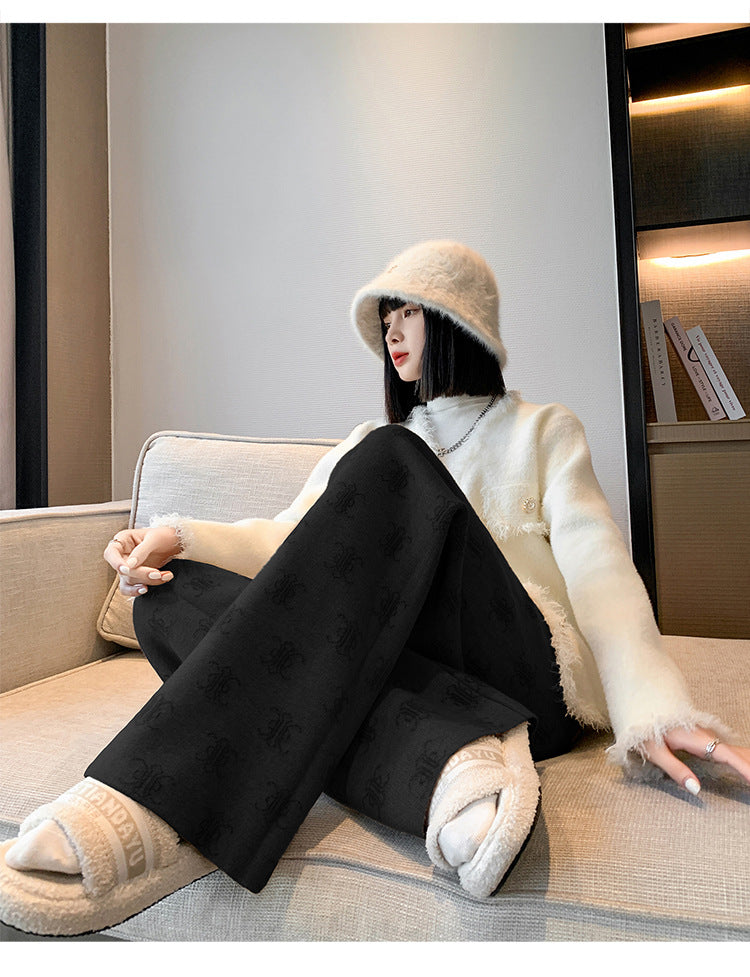 【bottoms】裏起毛ニットガウチョパンツG24497