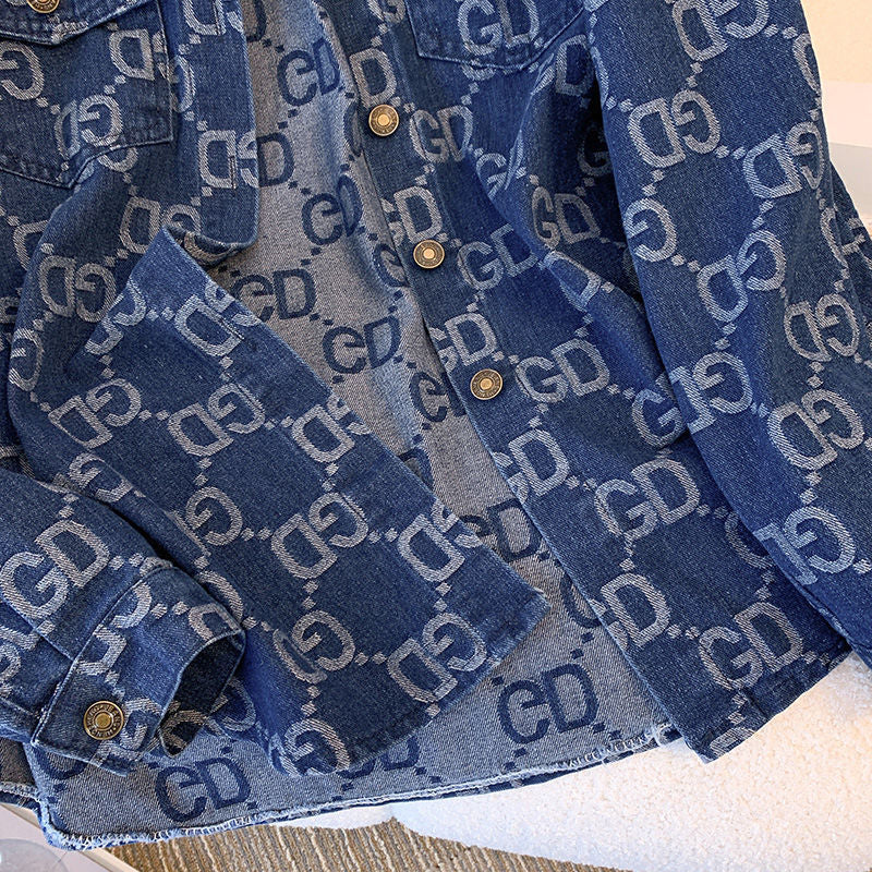 【tops】デニム春秋長袖ブラウスG23443