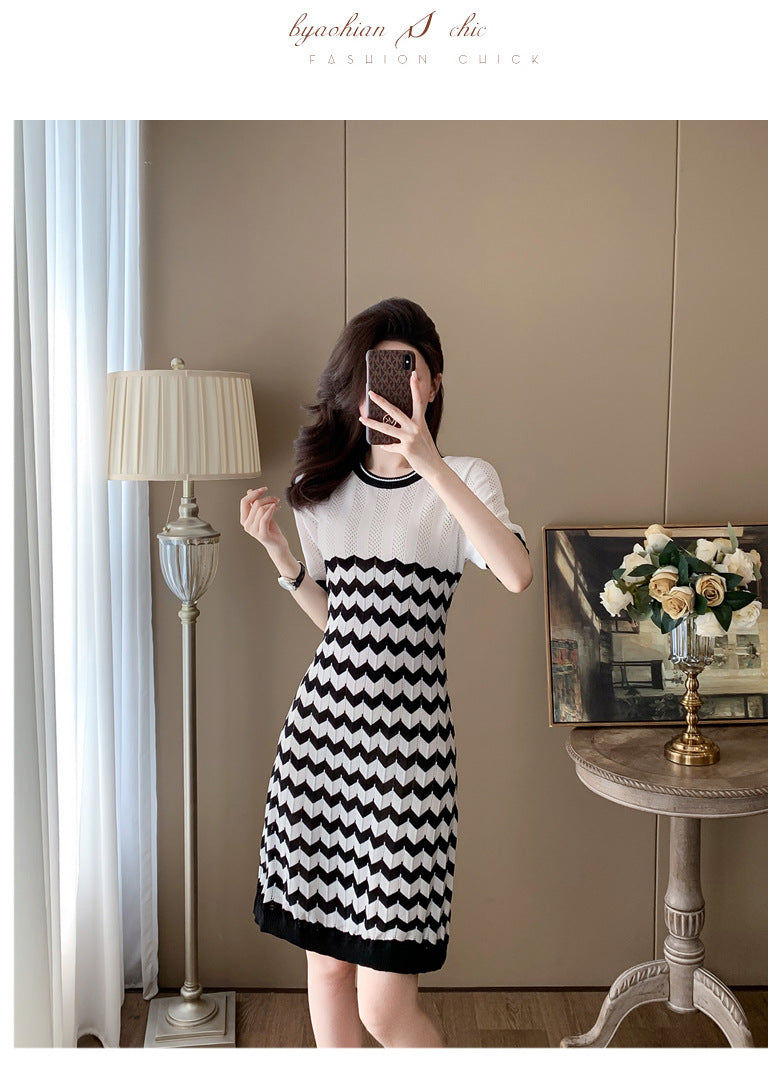 【dress】ストライプ柄ニットワンピースG21717