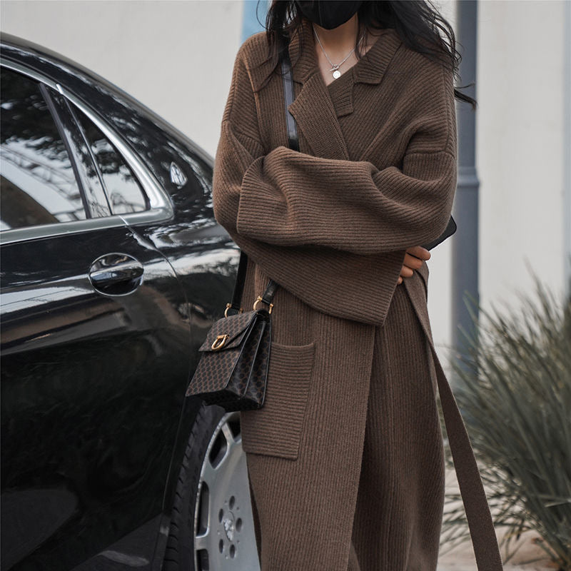 【outer】大きいラペルニットカーディガンF8323