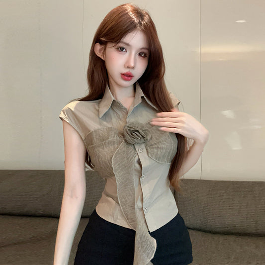 【tops】POLOネックノースリーブブラウスG22289