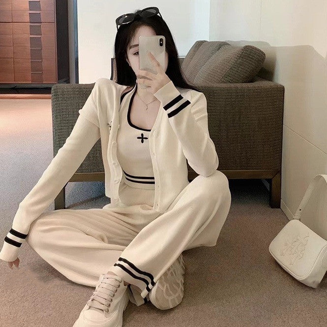 【set】カーディガン+ワイドパンツ+キャミソール 3点セットF8467