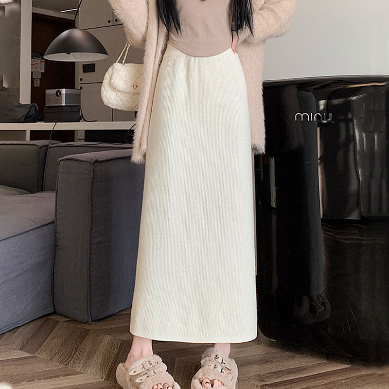 【bottoms】厚手裏起毛ニットスカートG24425