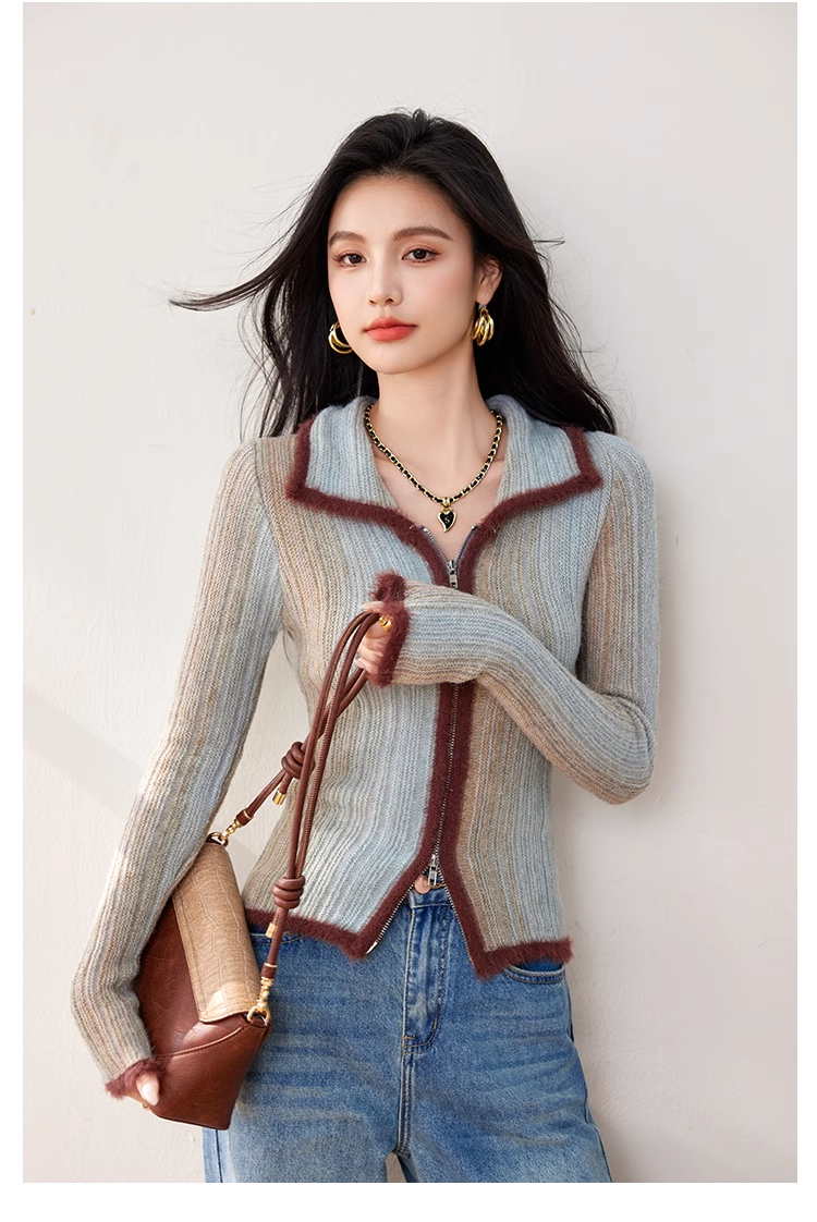 【set】ジップアップハイネックセーター K0133