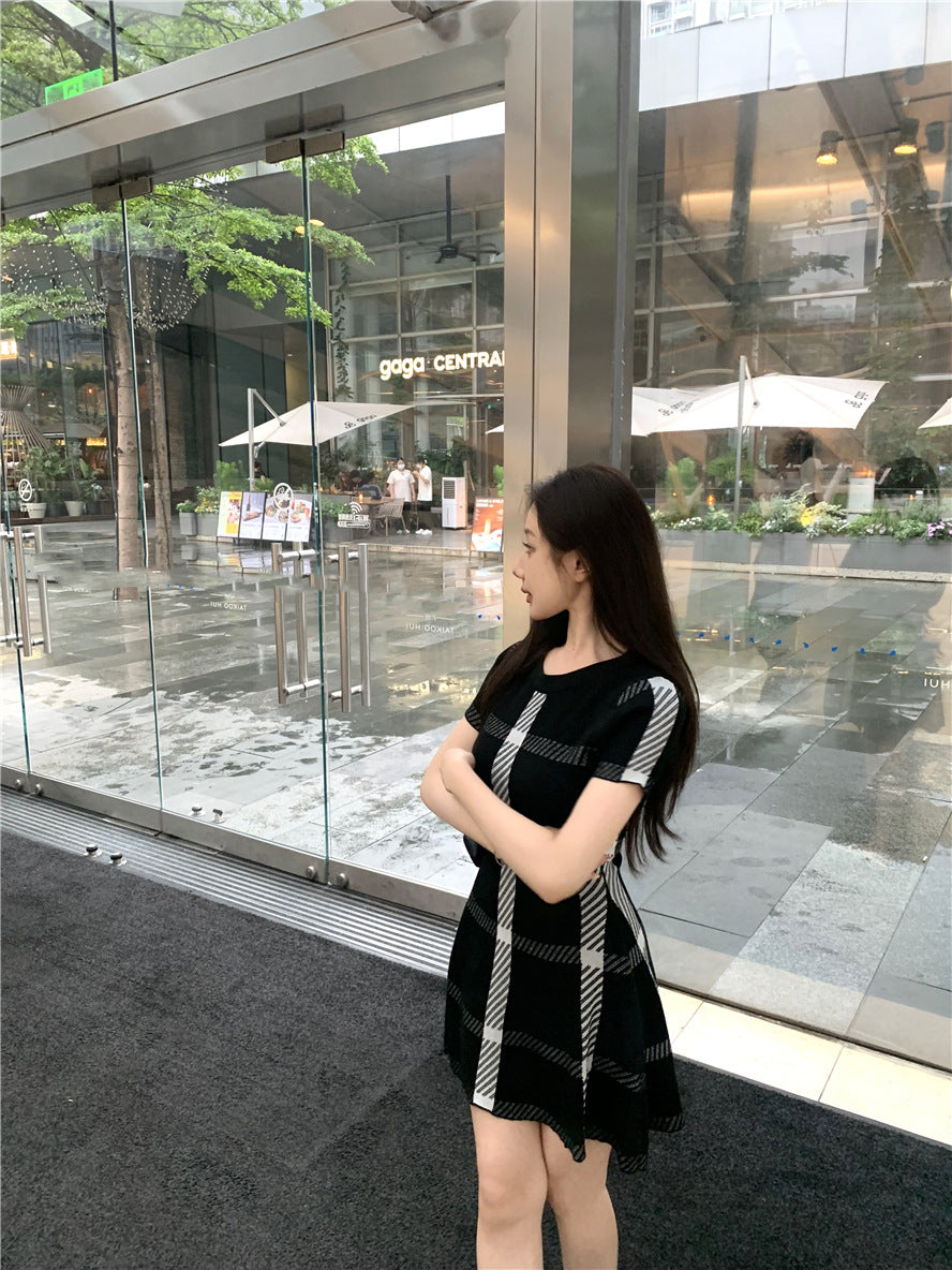 【dress】チェック柄ニットワンピースG21664