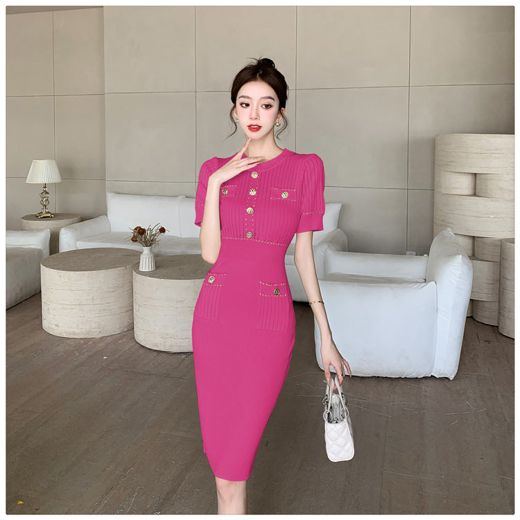 【dress】ラウンドネックニットワンピースG22102