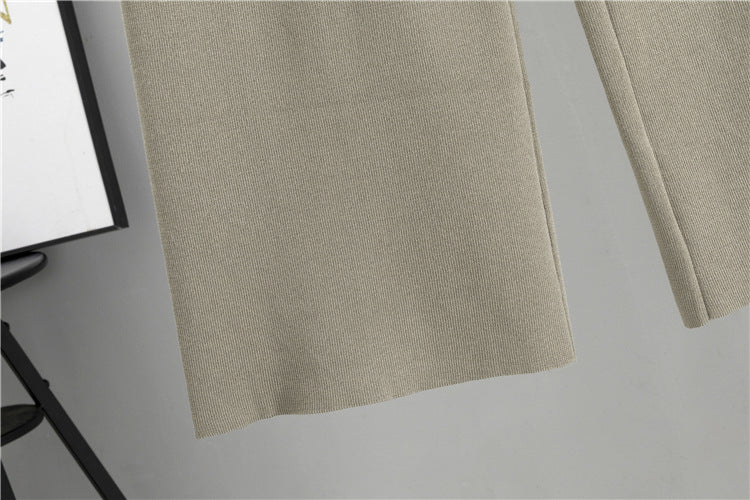 【set】ロング丈長袖カーディガン＋タンクトップ+ガウチョパンツニット3点セットF7959