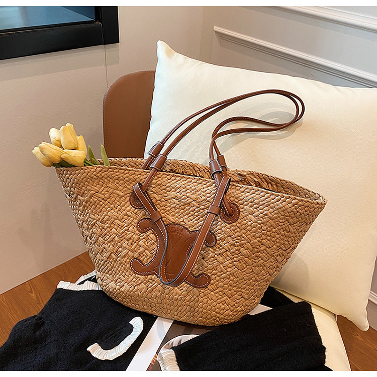 【小物】2色大容量カゴバッグF7833