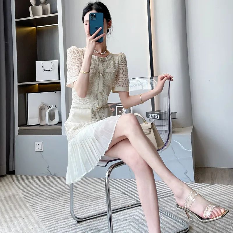 【dress】ファッションツイードデートワンピースG21693