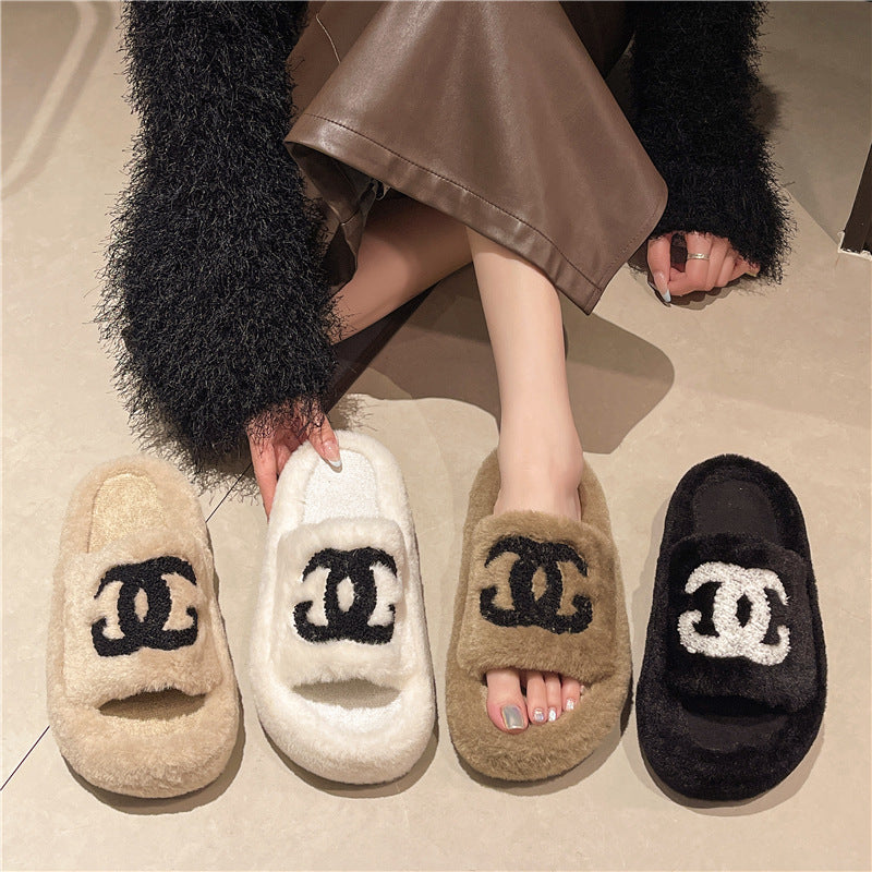 【shoes】4色ファースリッパF8360