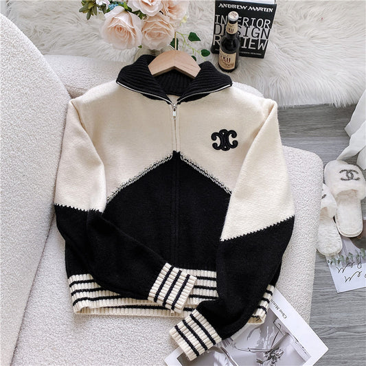 【outer】配色長袖ニットカーディガンF8299