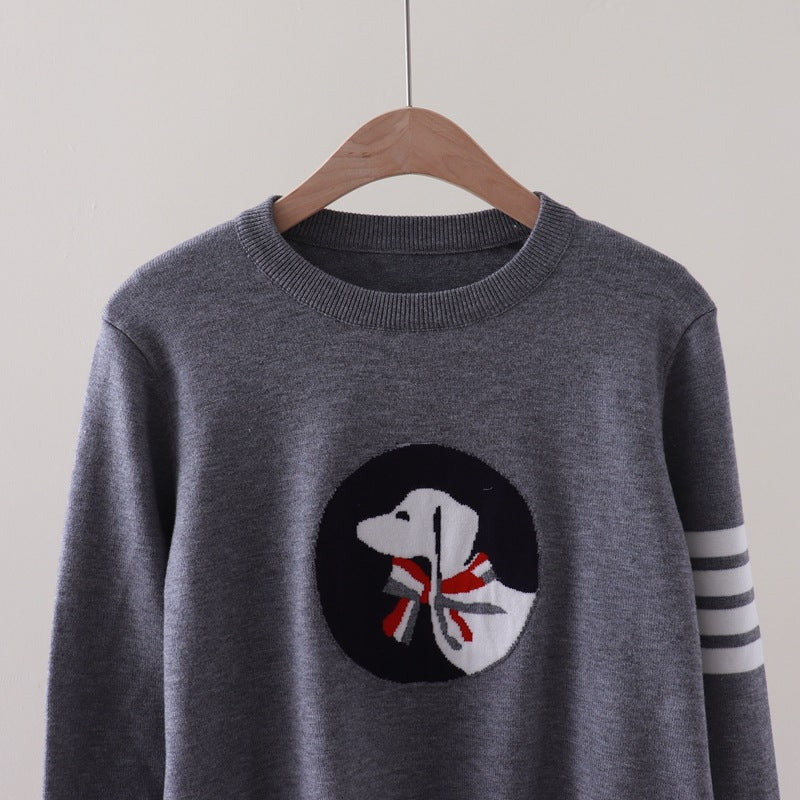 【tops】ラウンドネック長袖ニットセーターG23537