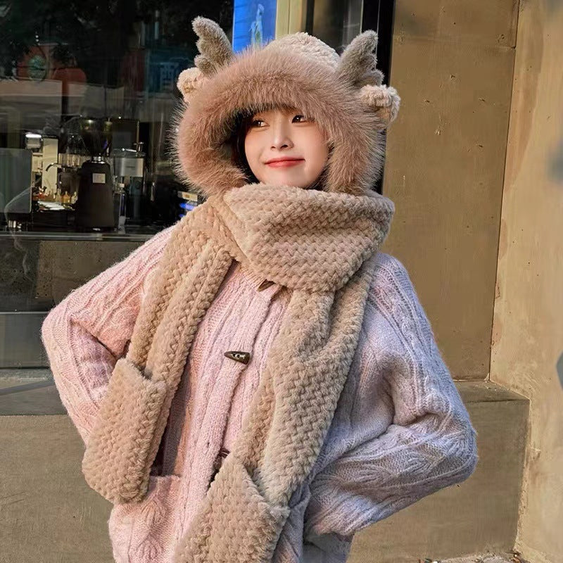 【小物】あったか一体化帽子F8311