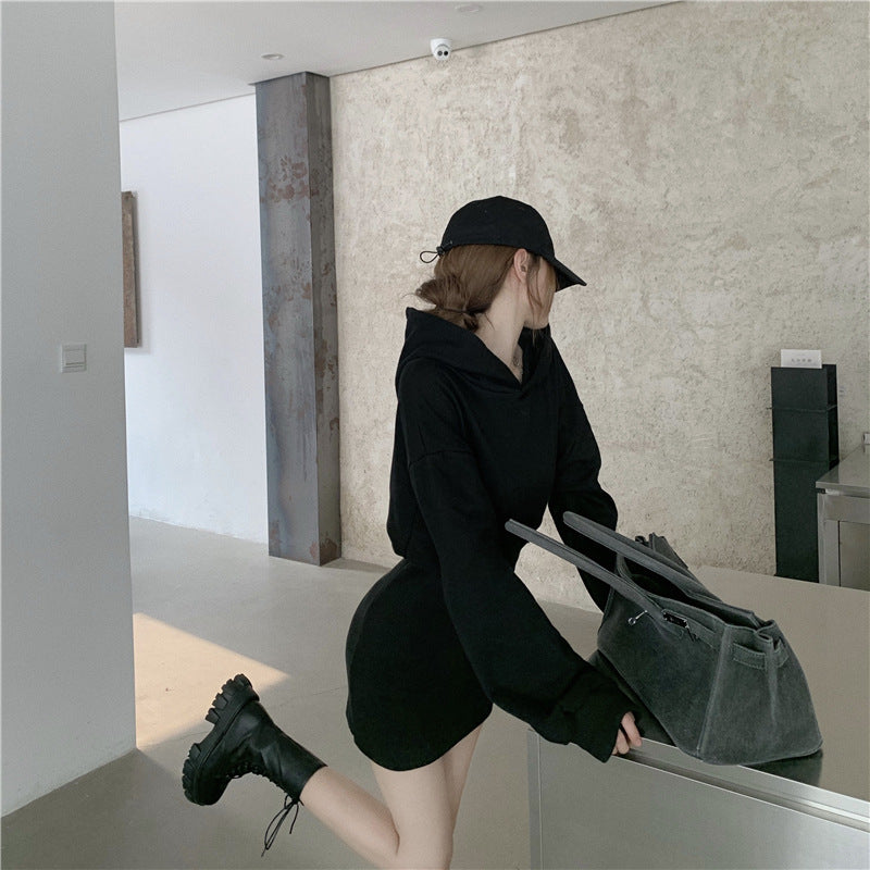 【dress】フード付き長袖ワンピースF8320