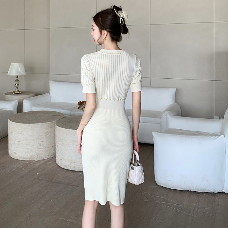 【dress】ラウンドネックニットワンピースG22102