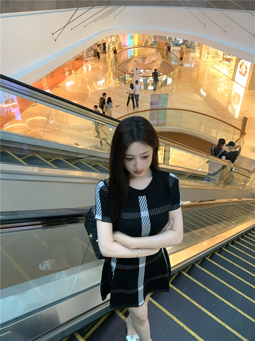 【dress】チェック柄ニットワンピースG21664