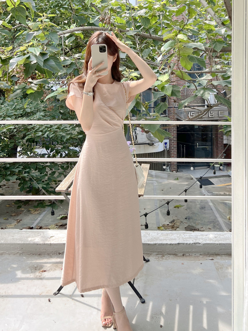 【dress】ラウンドネックギャザーデートワンピースG21971