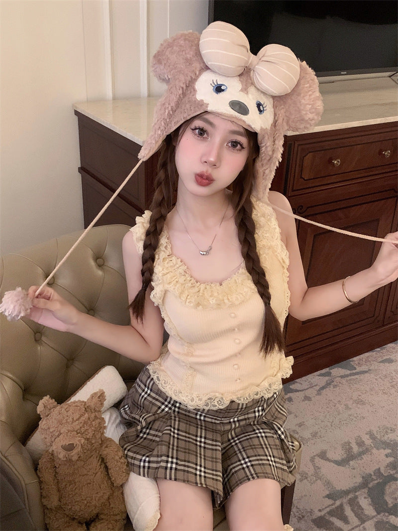 【tops】レースニットキャミソールG22296