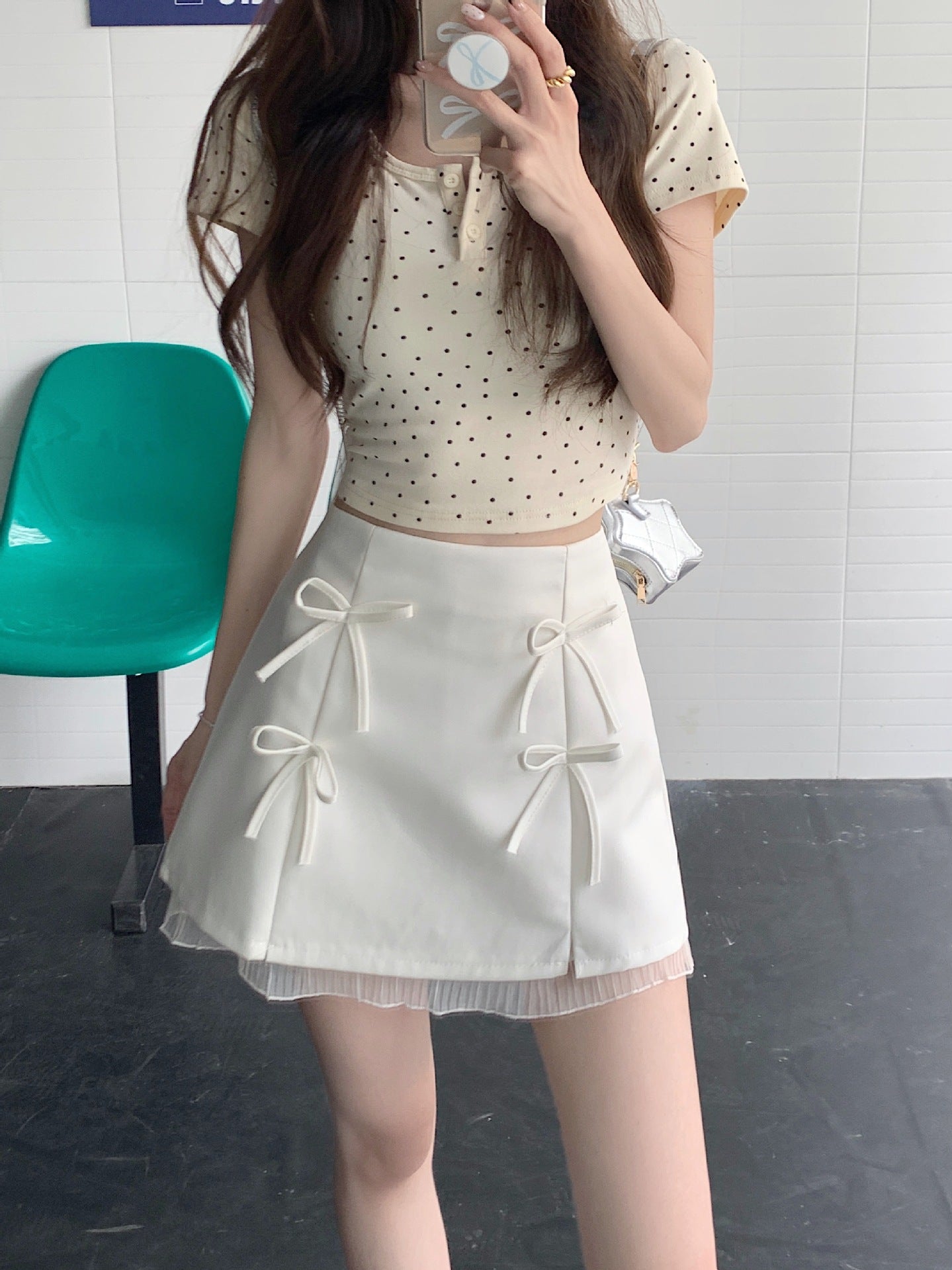 【bottoms】レースリボンAラインスカートG22472