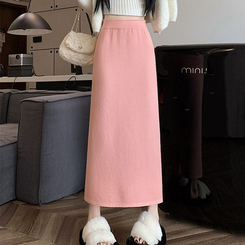 【bottoms】厚手裏起毛ニットスカートG24425