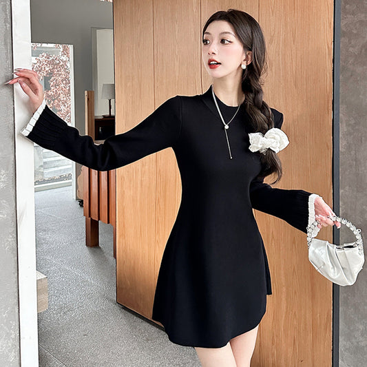 【dress】フレアスリーブニットワンピースG23288