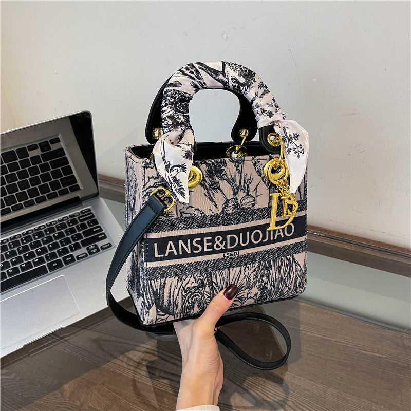 【小物】2way花柄バッグF7785