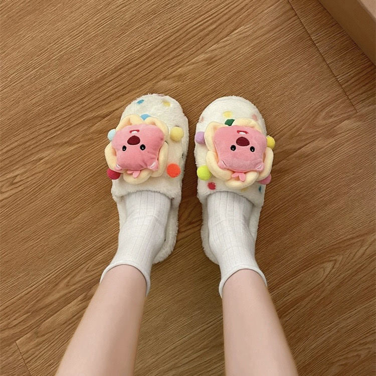 【shoes】可愛いふわふわファースリッパF8456