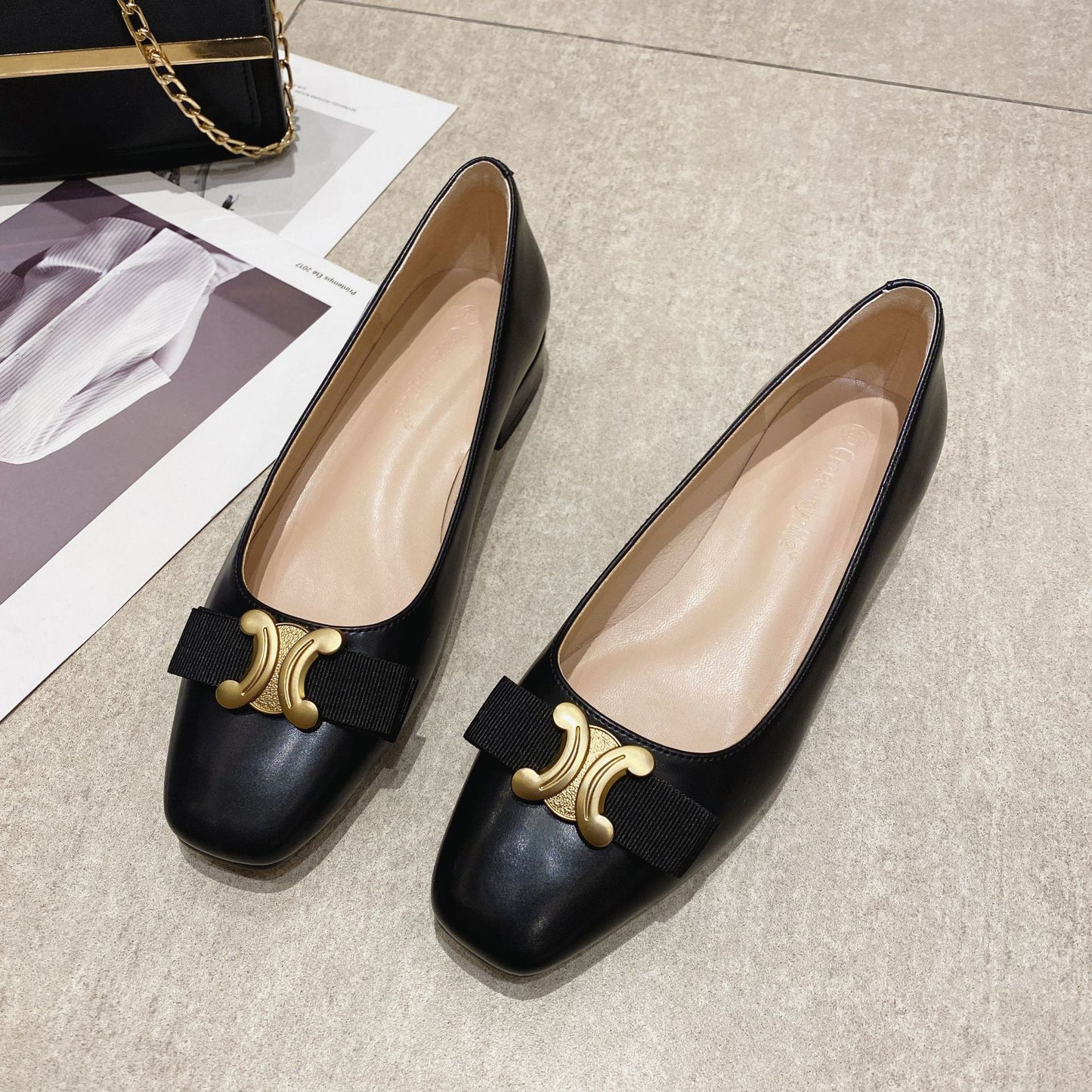 【shoes】スクエアトゥリボンパンプスG23646