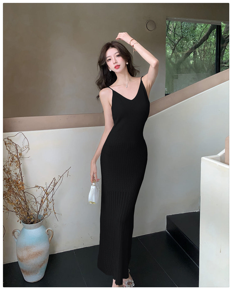 【dress】透かし彫りニットキャミワンピースG22593