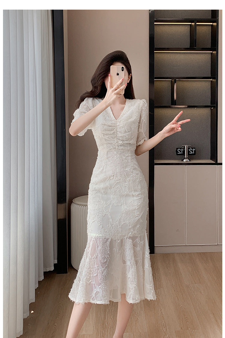 【dress】VネックマーメイドレースワンピースG21962