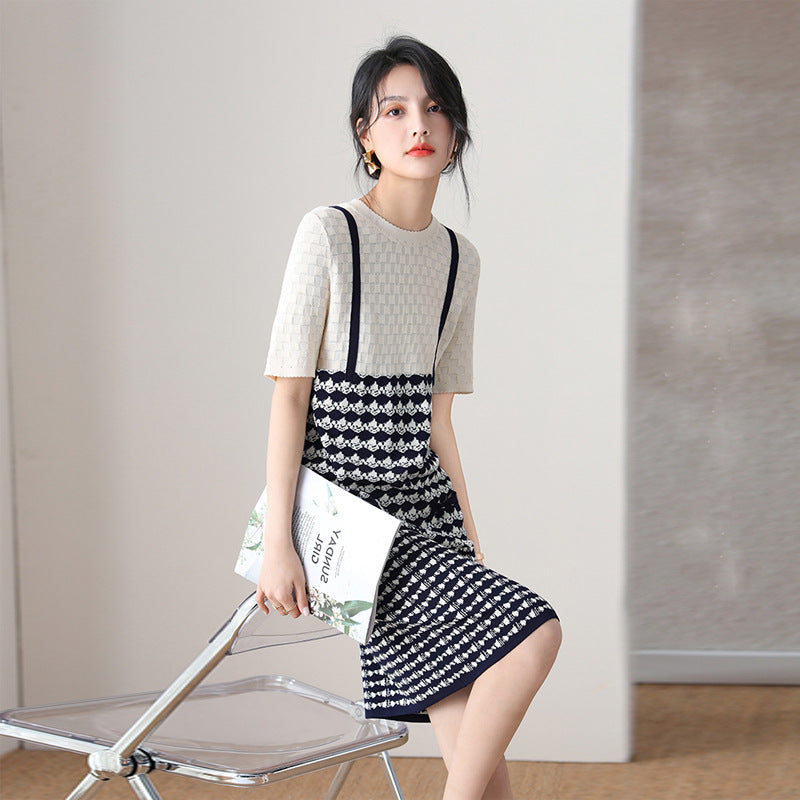 【dress】デザインニットワンピースG21722