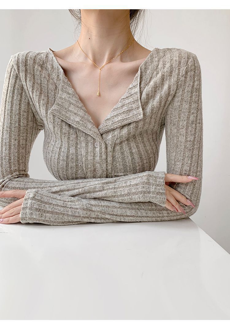 【outer】ラペルニットカーディガンF8419