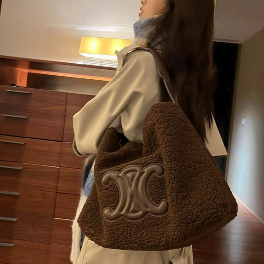 【小物】4色ふわふわトートバッグF8397