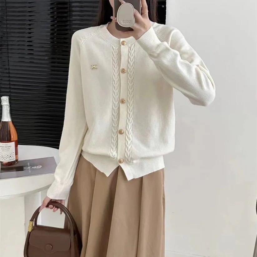 【outer】ラウンドネックニットカーディガンF8468