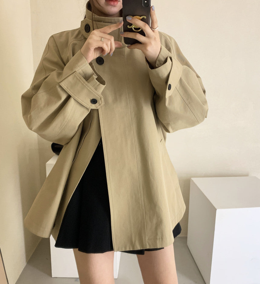 【outer】バンドカラーコートF8379