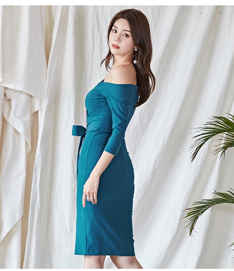 【dress】オフショルダースリットデートワンピースG21698