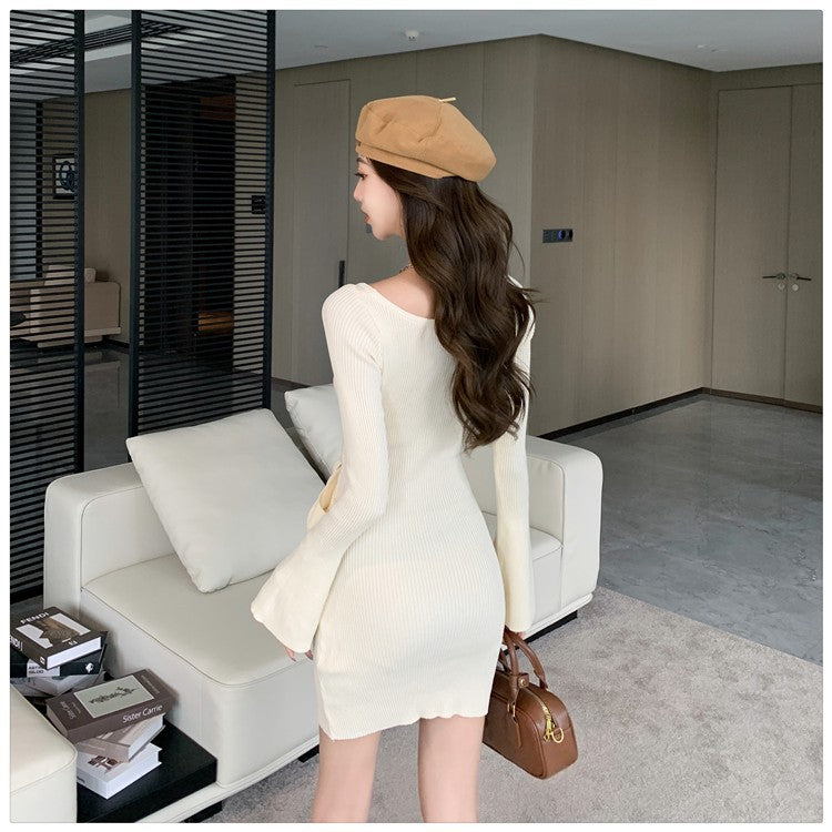 【dress】フレアスリーブ秋冬タイトワンピースG24377