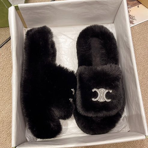 【shoes】3色ファースリッパF8047