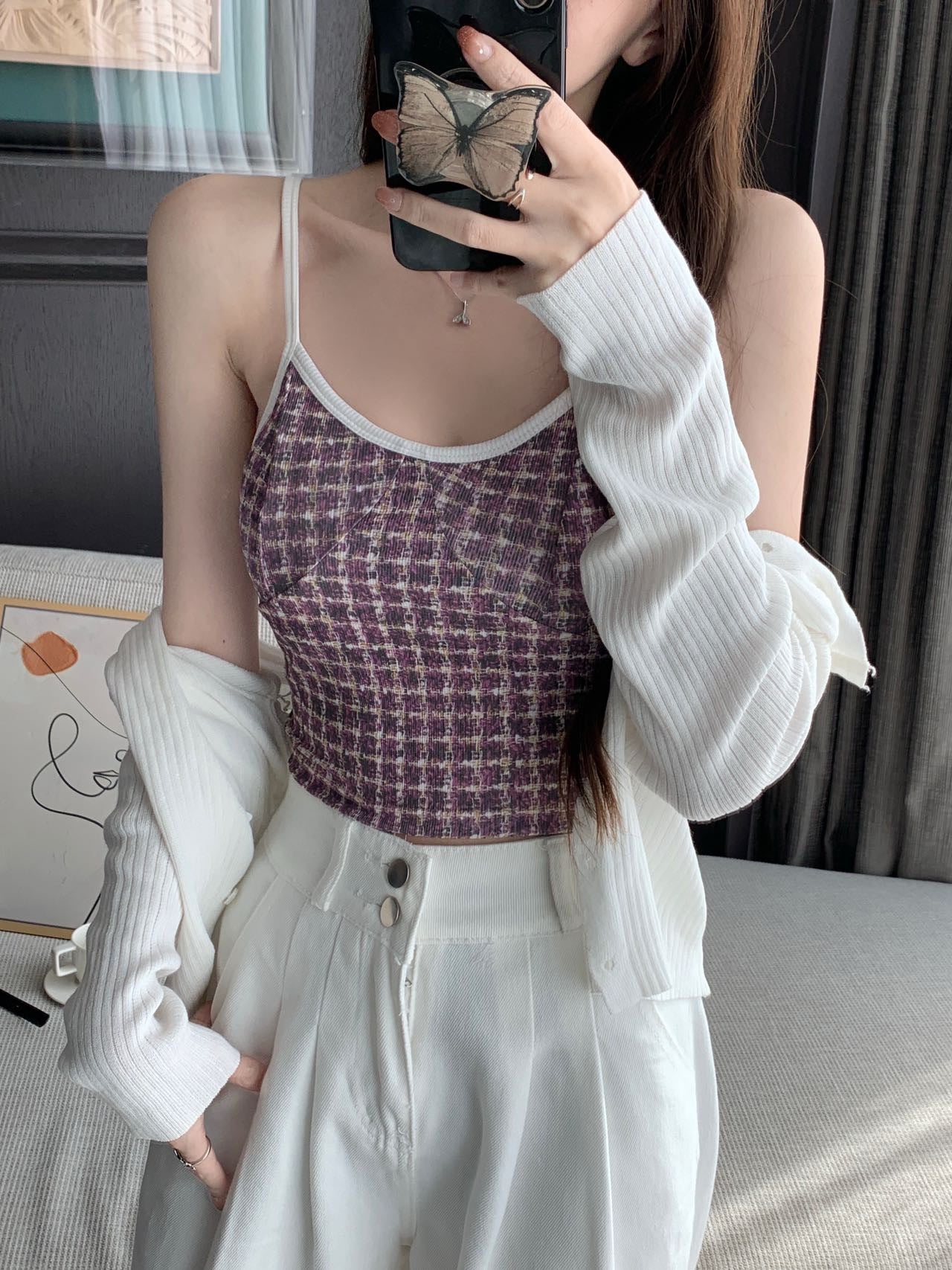 【tops】4色VネックタンクトップF7594