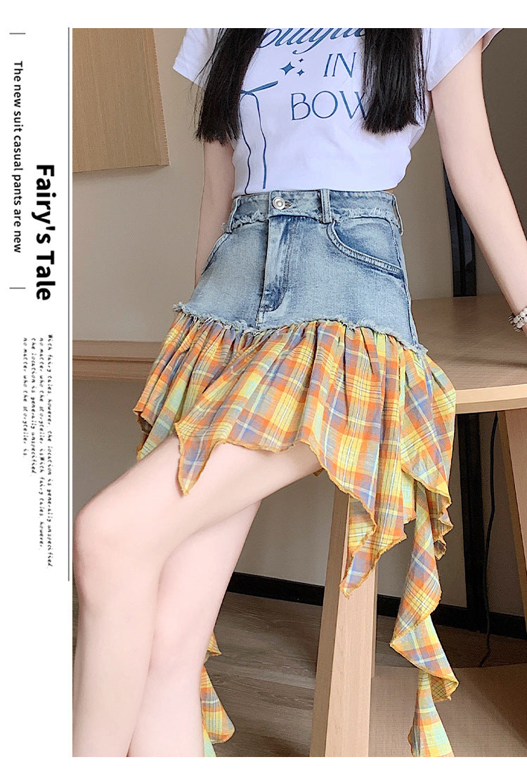 【bottoms】イレギュラー切り替えデニムスカートG22402