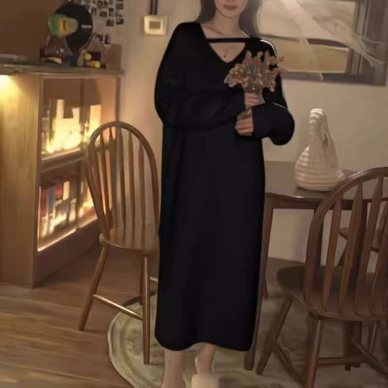 【dress】長袖ゆったりニットワンピースF8313