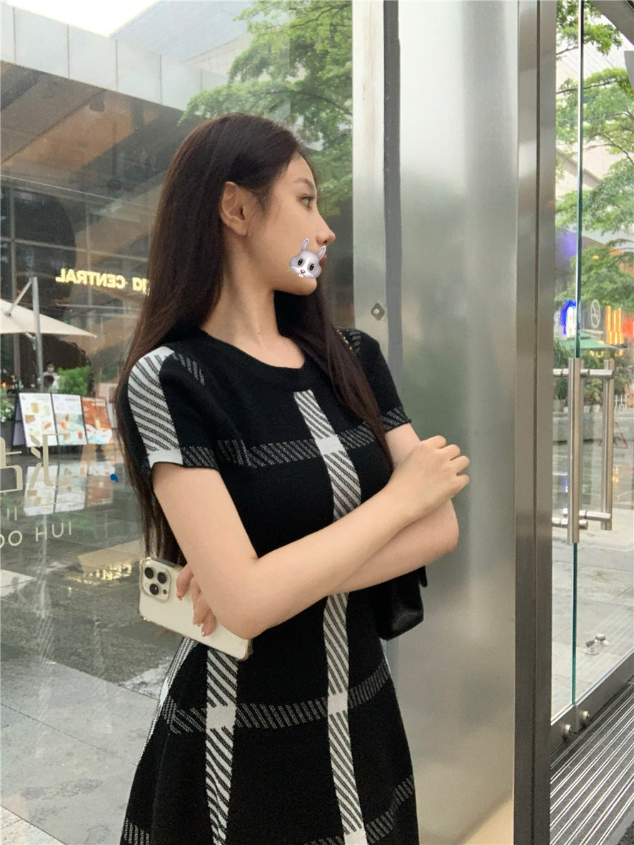 【dress】チェック柄ニットワンピースG21664