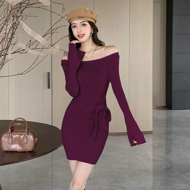 【dress】フレアスリーブ秋冬タイトワンピースG24377