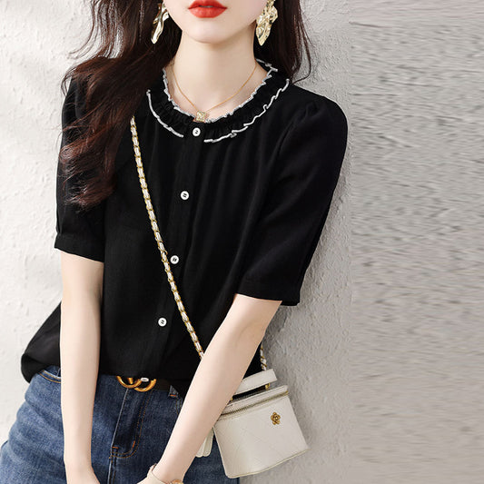 【tops】OL通勤タックネックブラウスG21934