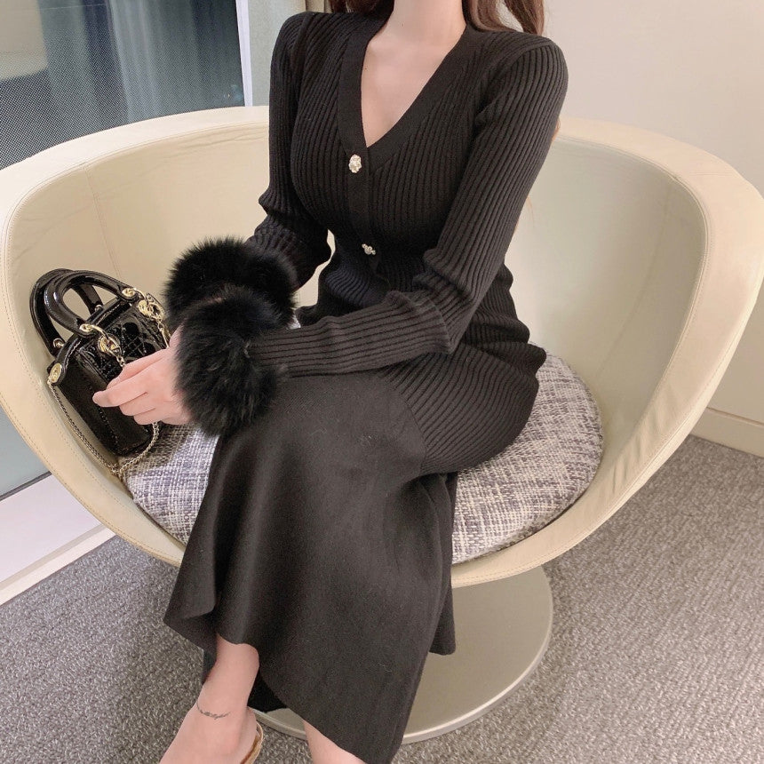 【dress】3色長袖ニットワンピースF8460