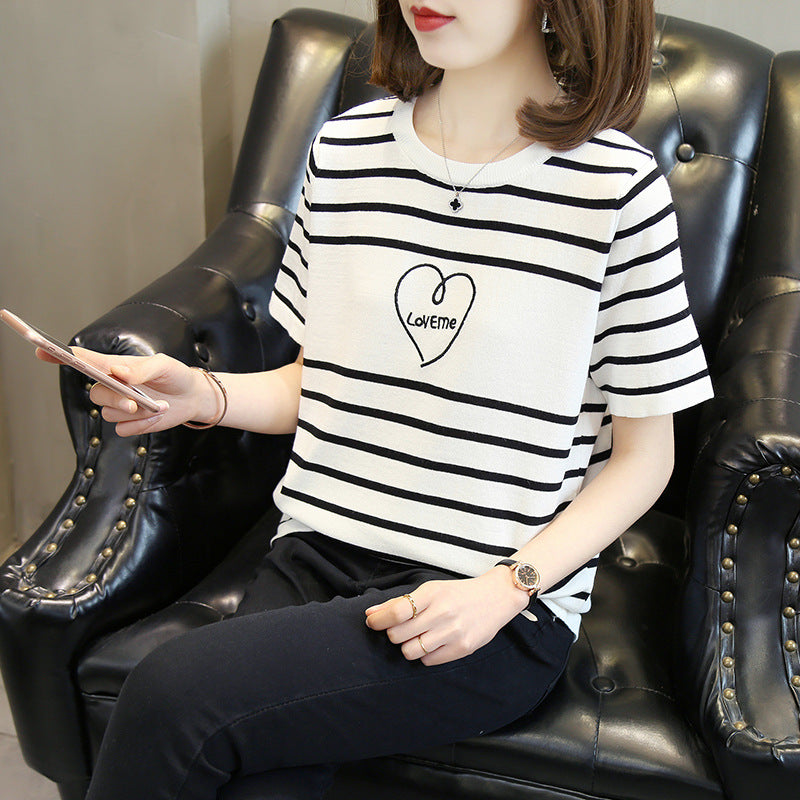 【tops】ラウンドネックニットTシャツG22399
