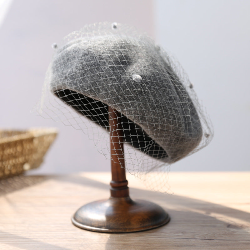 【小物】4色メッシュキラキラベレー帽子F8416