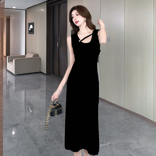 【dress】UネックノースリーブニットワンピースG21835