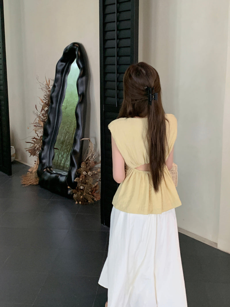 【tops】透かし彫りギャザーブラウスG22053